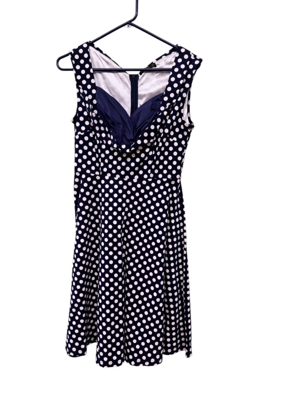 Miusol Womens Navy Polka Dot Sleeveless Retro A-Line Midi Dress Size M - Picture 4 of 8